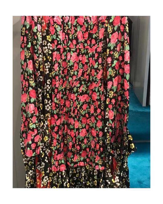Balenciaga Red Asymmetric Hem Patched Long Dress