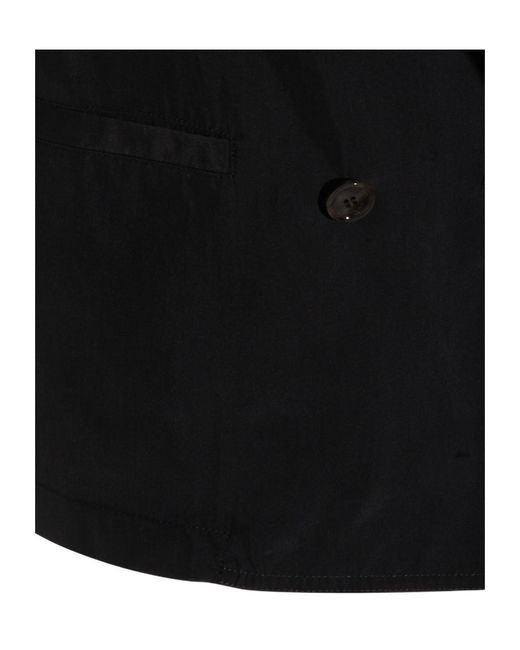 Saint Laurent Black Double-Breasted Long-Sleeved Jacket