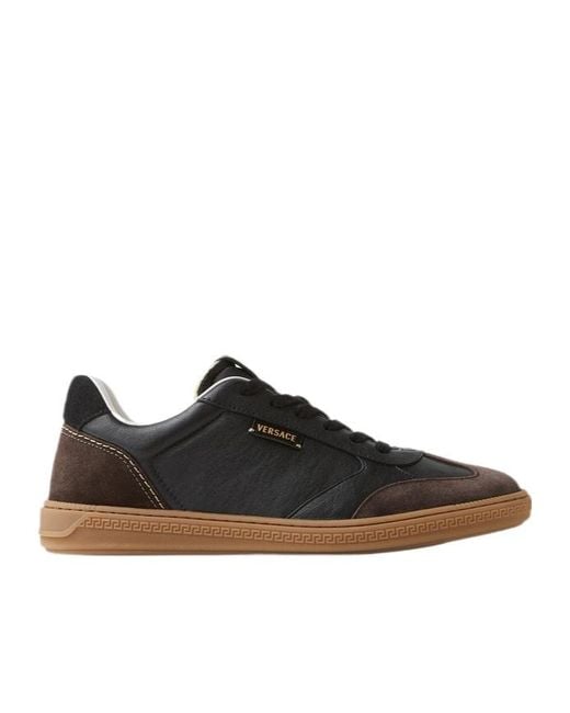 Versace Black Logo-Detail Low-Top Sneakers for men