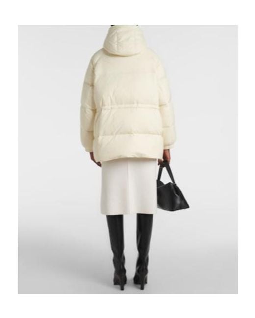 Yves Salomon White Shearling-Trimmed Down Jacket