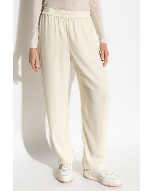 Theory White Elasticated-Waist Trousers