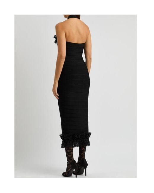 Self-Portrait Black X Christopher Kane Lace-Trimmed Midi Dress