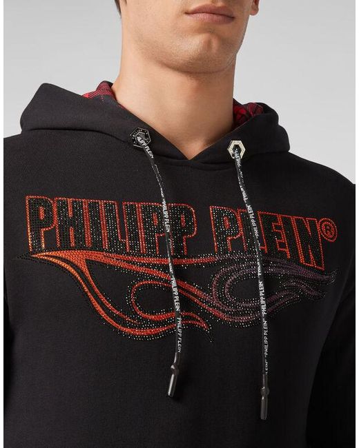 Philipp Plein Blue Logo Details Hooded Hoodie for men