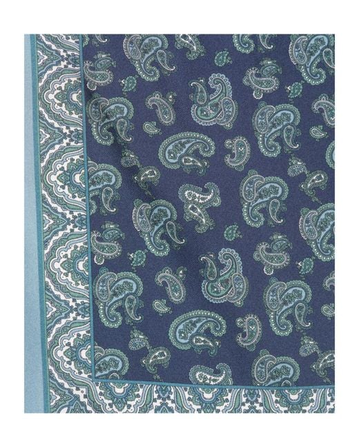 Brioni Blue Printed Pocket Square for men
