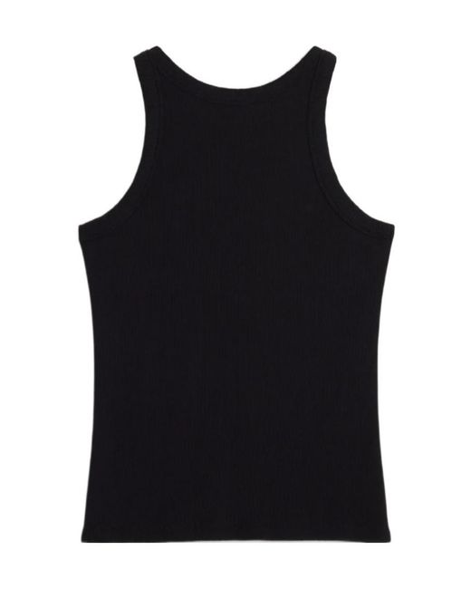 Maison Kitsuné Black Maison Kitsuné Logo Ribbed Tank Top