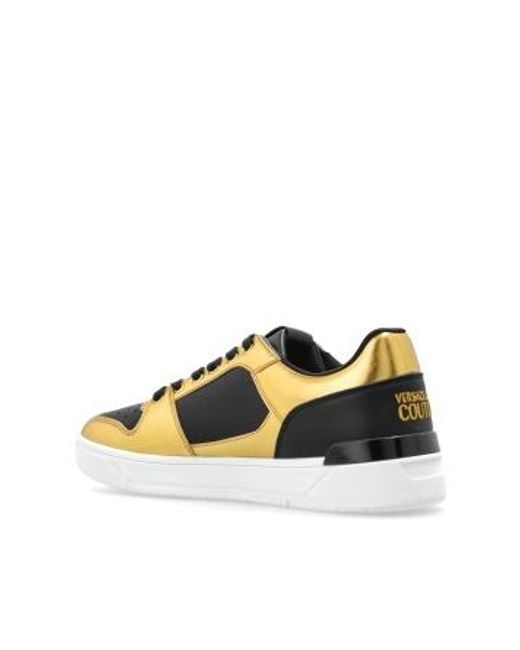 Versace Jeans Yellow Couture Logo Printed Low-Top Sneakers for men