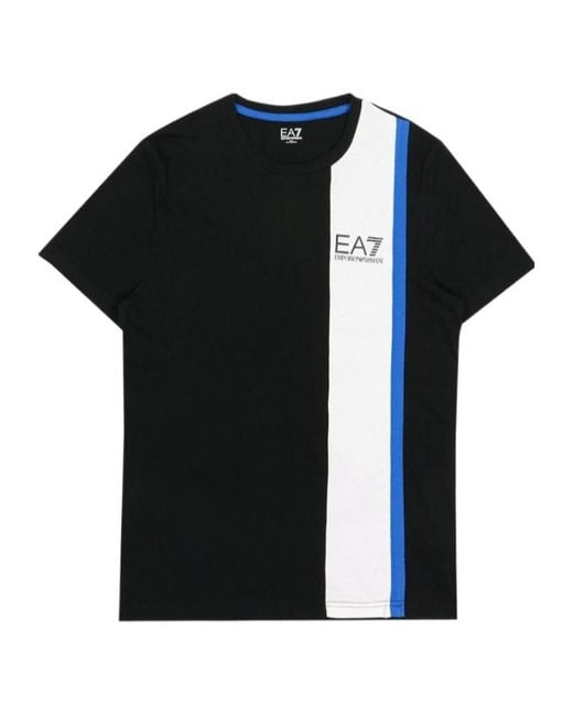 EA7 Black Logo Printed Round Collar T-Shirt for men