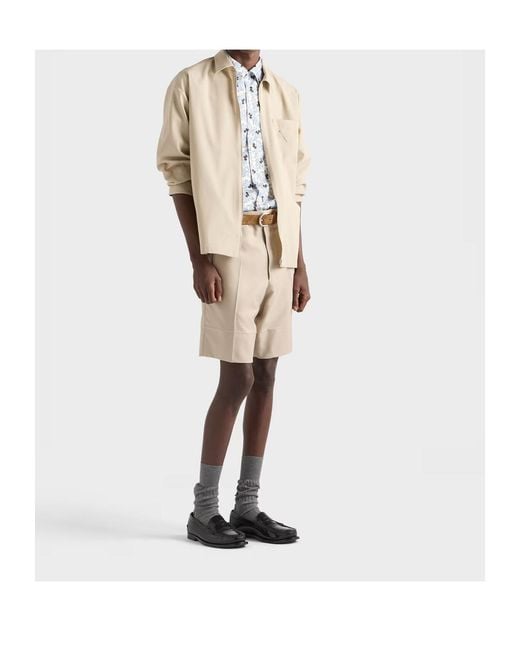 Prada Natural Zip-Up Straight Hem Overshirt for men