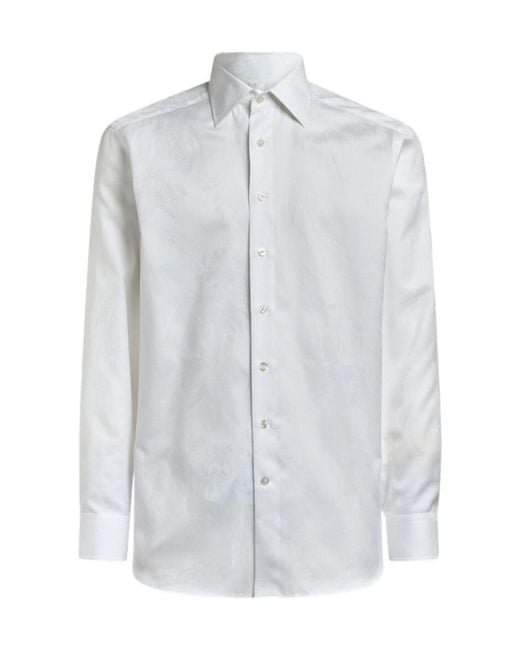Etro White Collared Long-Sleeved Shirt for men