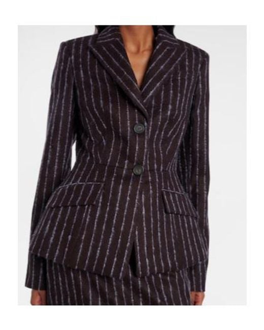 Erdem Blue Pinstripe Wool And Mohair Blazer