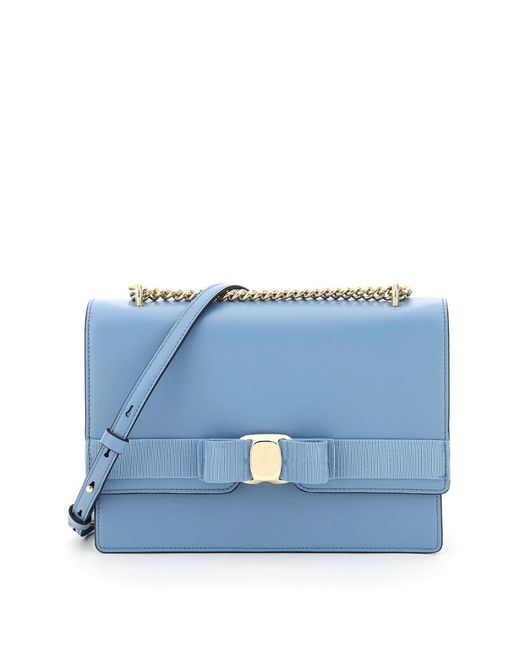 Ferragamo Blue Logo Shoulder Bag