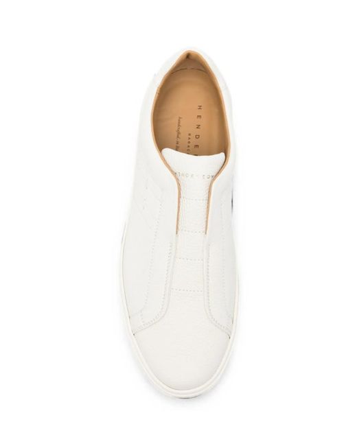 Henderson White Grainy Leather Sneakers for men