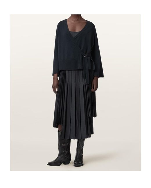 AllSaints Blue Lucille 2-In-1 Midi Dress