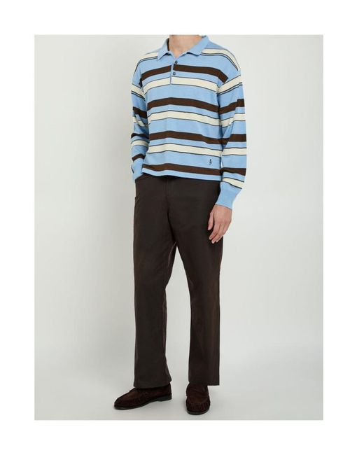 J.W. Anderson Blue Striped Knit Polo Shirt for men