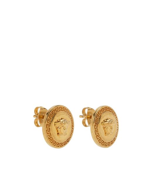 Versace Metallic Logo Earrings