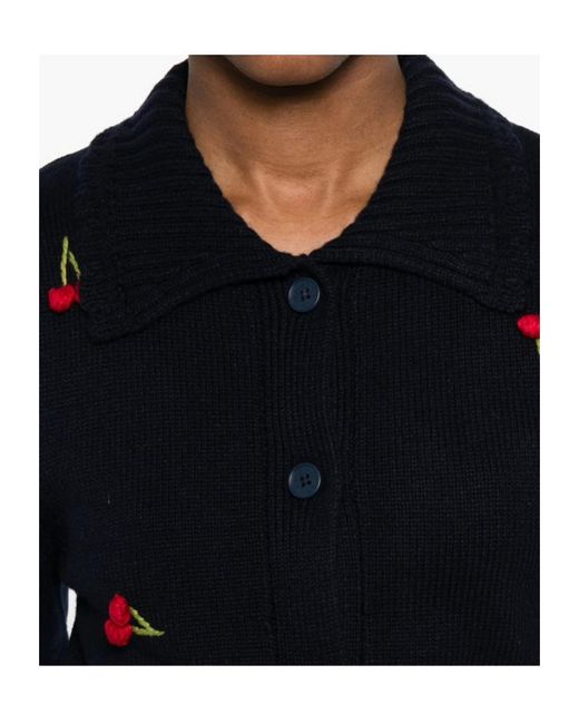 Stine Goya Blue Collared Short-Sleeved Knit Sweater