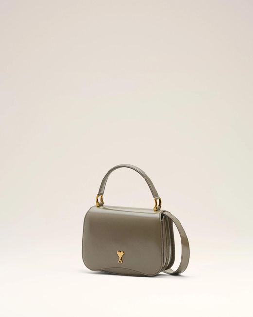 AMI Natural Logo Plaque Foldover Top Shoulder Bag
