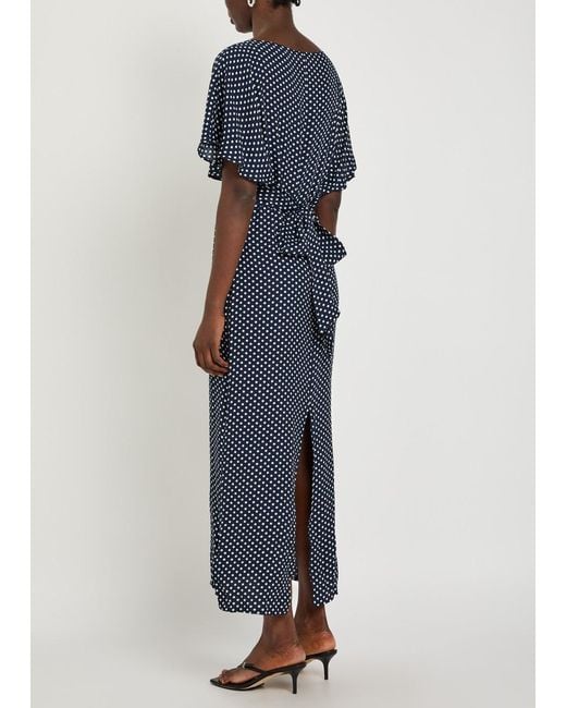 Reformation Blue Polka-Dot Woven Midi Dress
