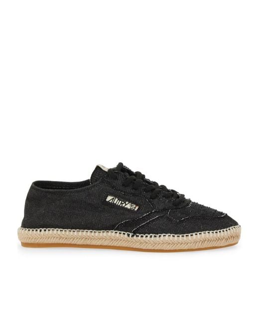 Autry Black Denim Lace-Up Sneakers