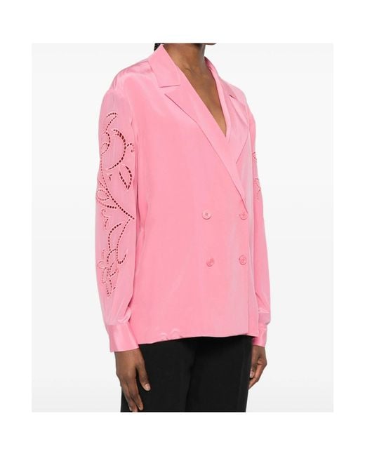 ERMANNO FIRENZE Pink Cutout Double-Breasted Jacket