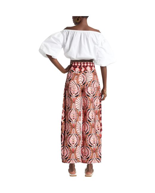 Farm Rio Red Floral Loose-Fit Trousers