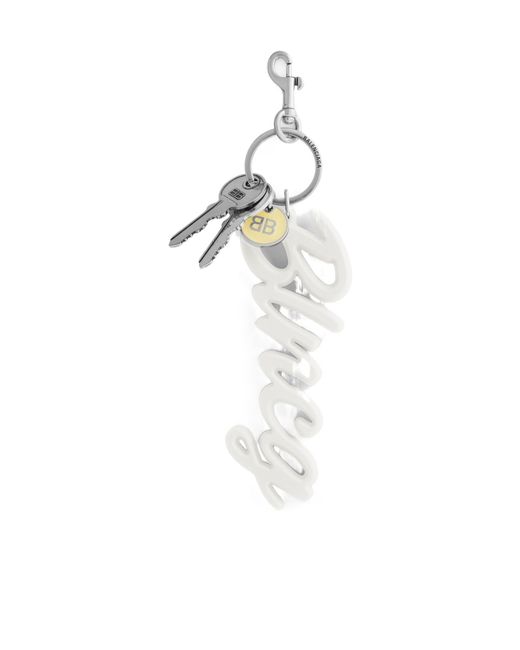 Balenciaga White Bb Charm Keychain