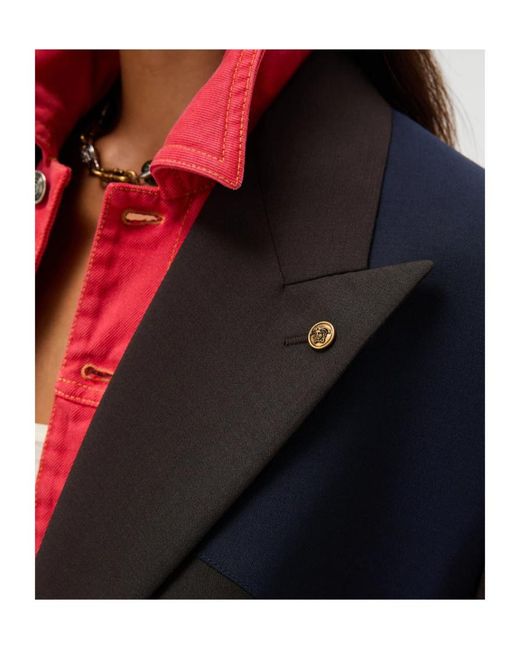 Versace Blue Double-Breasted Panelled Jacket