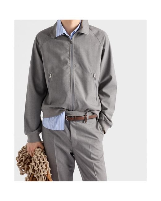 Prada Gray High-Neck Zipped Jacket for men