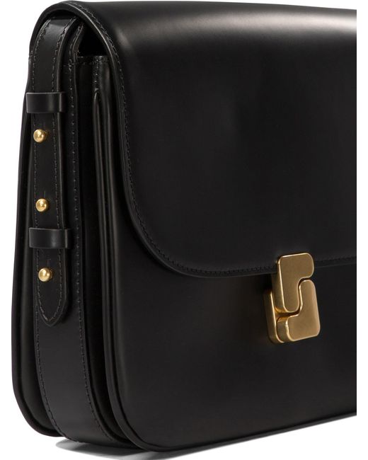 Soeur Black Structured Flap Crossbody Bag