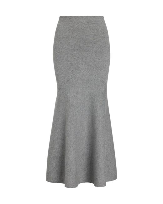 Patou Gray Wool Peplum Skirt