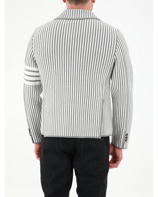 Thom Browne Gray Striped Cotton Blazer for men