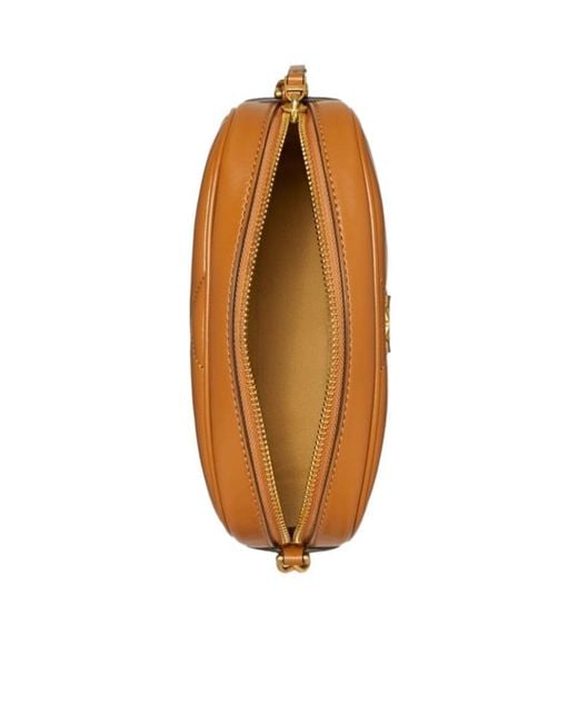 Tory Burch Brown Kira Diamond Quilt Camera Crossbody Bag