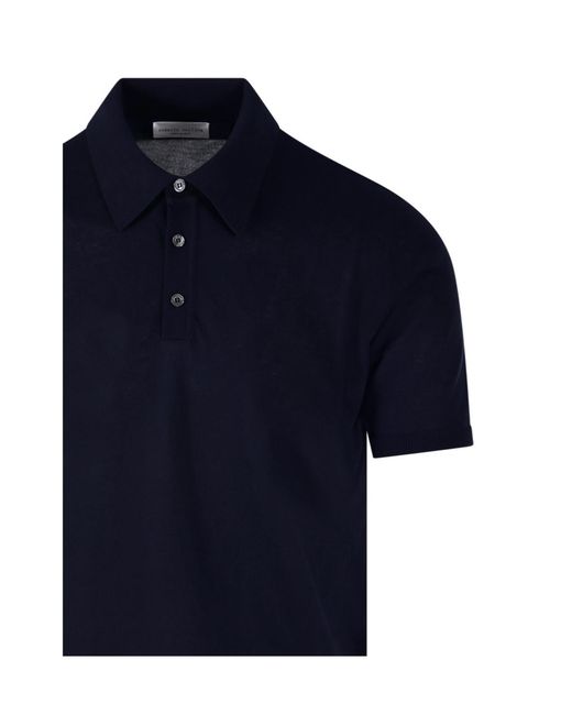Roberto Collina Blue Fine Knit Polo Shirt for men