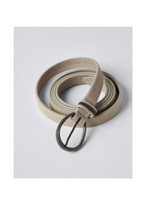 Brunello Cucinelli White Monili-Embellished Leather Belt