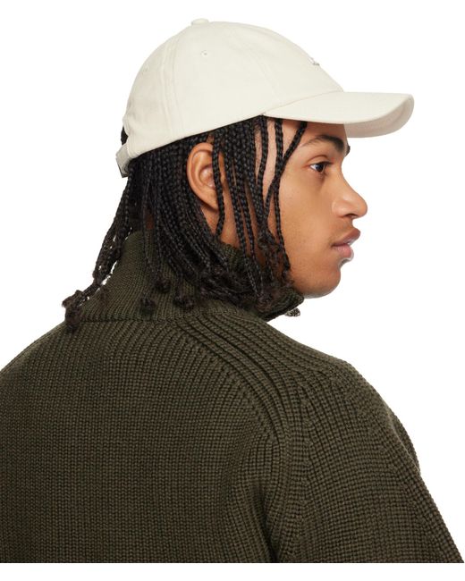 Jacquemus White Logo Plaque Curved Peak Cap for men