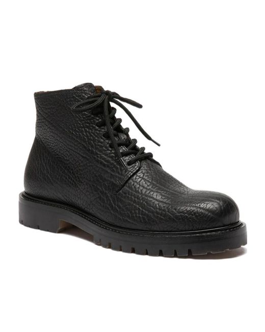 Officine Creative Black Boss 011 Grained Ankle Boots for men