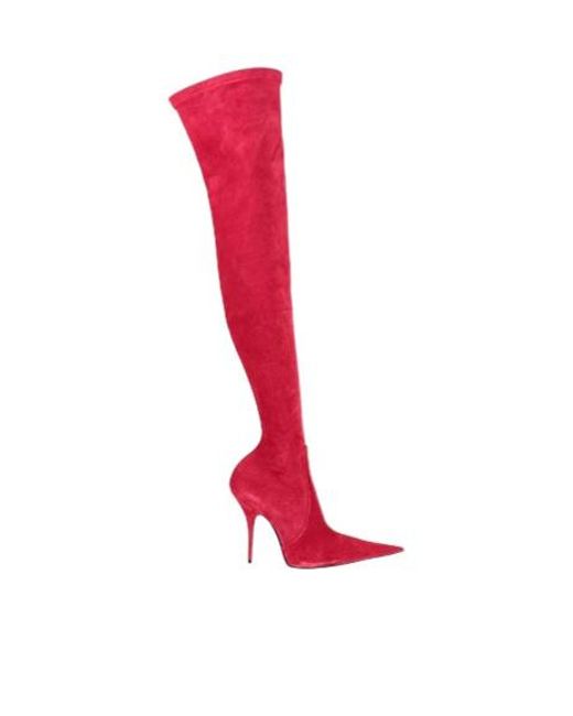 Balenciaga Red Suede High Boots