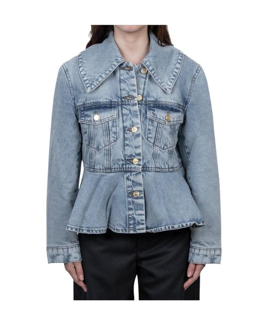 Ganni Blue Collared Long-Sleeved Denim Jacket