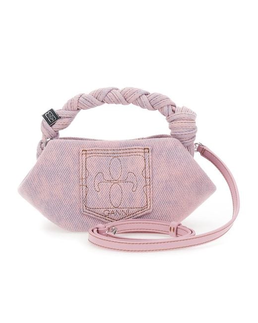 Ganni Pink Small Bou Braided Tote Bag