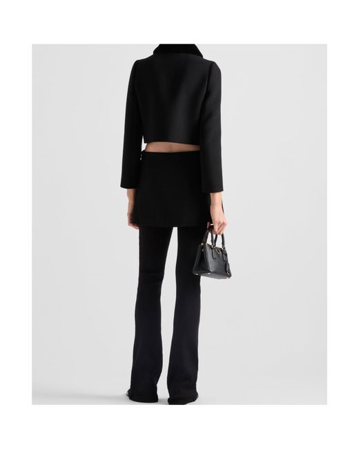 Prada Black Wool Shearling-Trim Jacket