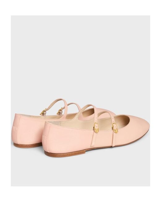 Céline Pink Double Strap Flat Shoes