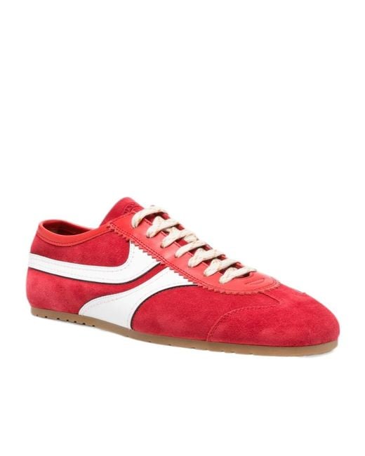 Dries Van Noten Red Round-Toe Sneakers for men