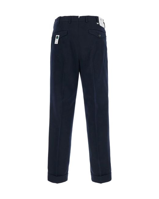 Pt Pantaloni Blue Casual Trousers With Belt Loops for men