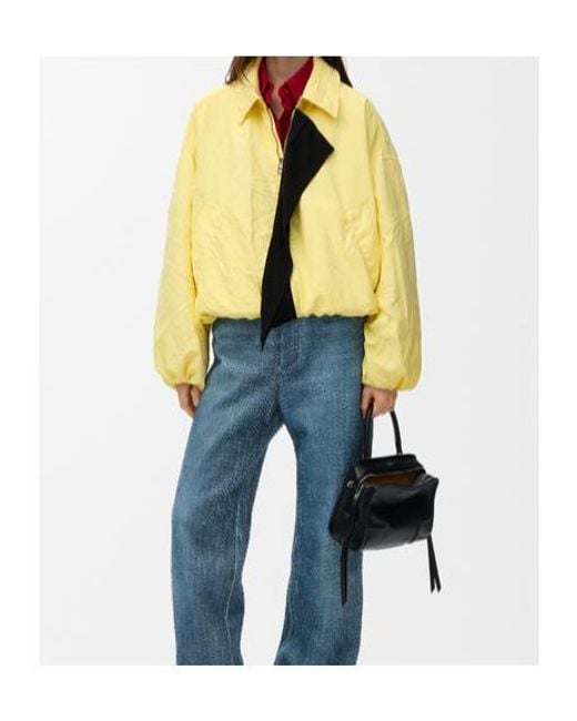 Loewe Yellow Crinkled-Finish Scarf-Detail Jacket