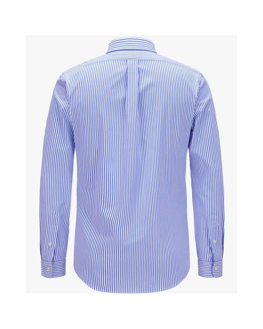 Polo Ralph Lauren Blue Polo Pony-Embroidered Striped Shirt for men