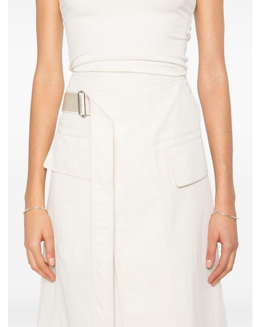 Helmut Lang White Front Slit Skirt