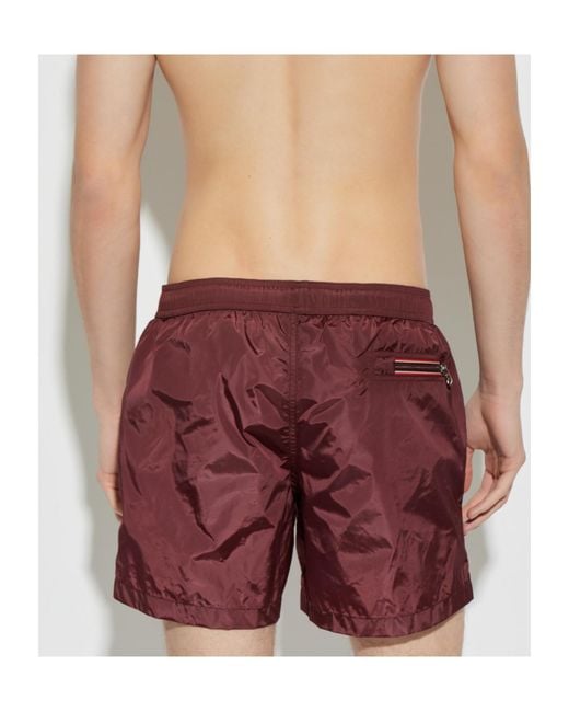 Moncler Red Logo Patch Swim Shorts for men
