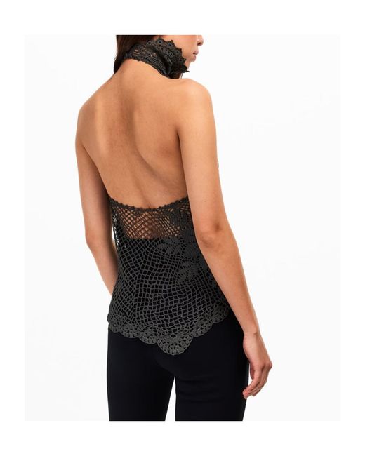 Magda Butrym Brown Crochet Woven Cami Vest