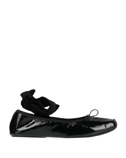 Tory Burch Black Patent Leather Square-Toe Ballet Flats