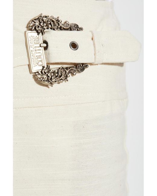 Versace Jeans White Couture Baroque Buckle Pants